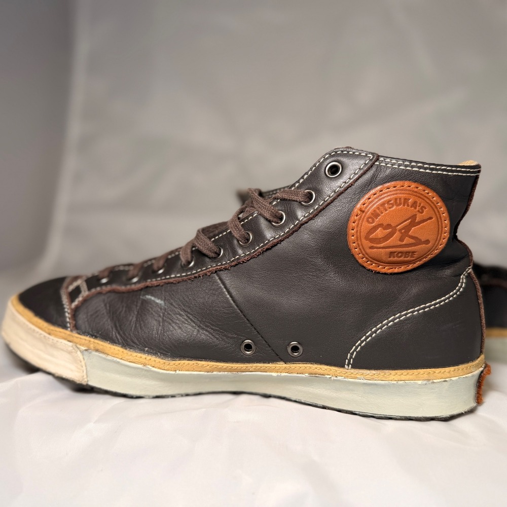 Onitsuka Tiger Sneakers Mens 8 Brown Leather High Top Distressed HL726 Kobe OK - Picture 7 of 12